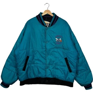 Vintage Pro Player Charlotte Hornets Reversible Puffer Jacket Men's XXL Black - Picture 1 of 14
