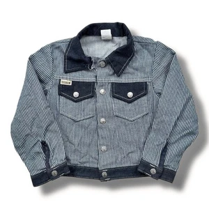 Vintage Sears Toughskins Denim Blue Jean Jacket Kids Youth Size 6 Hickory Stripe - Picture 1 of 6