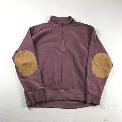 Orvis Sweatshirt Mens Medium Burgundy 1/4 Zip Mock Neck Elbow Patch Pullover - Image 1 of 4