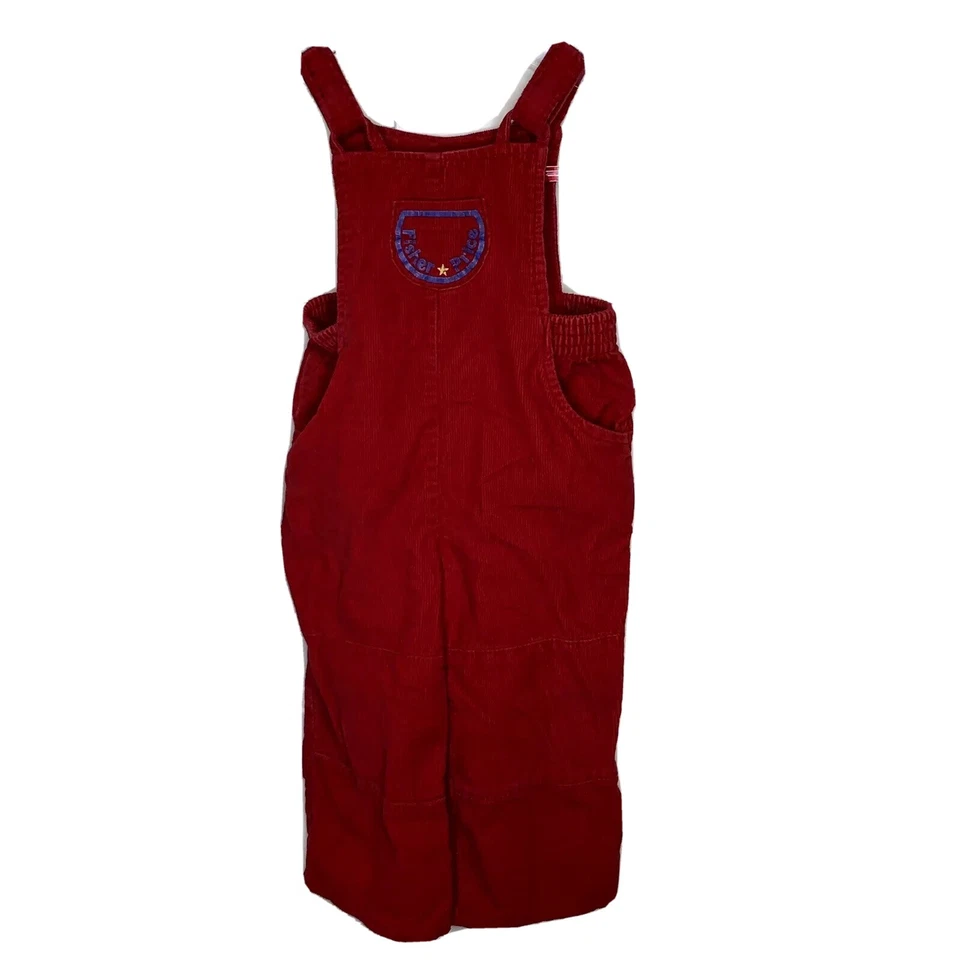 Vintage Fisher Price Overalls 2T Red Baby Toddler Corduroy 24 months Boy Child - Image 1 of 4