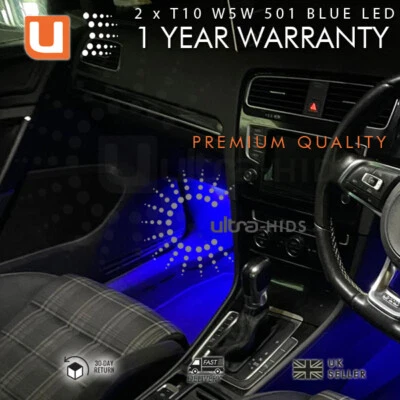 2x 1 SIDED LED SMD INTERIOR DOOR FOOTWELL PUDDLE LIGHTS BLUE 501 W5W WEDGE push - Image 1 of 4