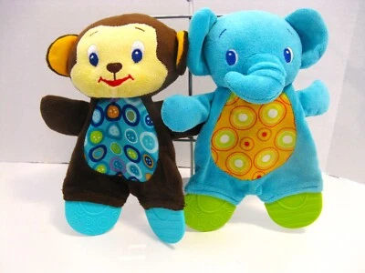 2 Bright Starts Baby Teether/Crinkle Toys Elephant & Monkey - Image 1 of 4