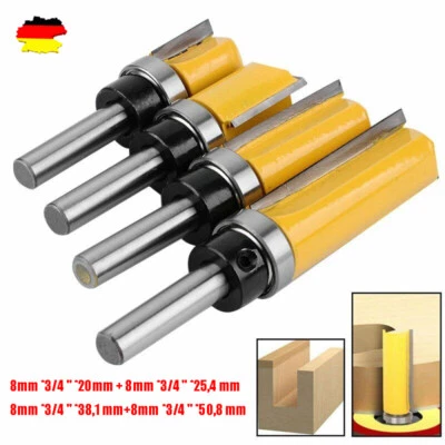 4 tlg 8mm Schaft Nutenfräser Oberfräse Bündigfräser Schaftfräser Holzfräser Satz - Bild 1 von 4