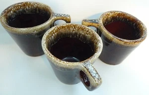 Lot 3 Vintage USA Brown Drip Coffee Mugs Ovenproof USA - Picture 1 of 2