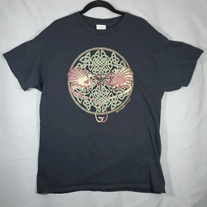 Keltic Designs T Shirt Mens Large L Tee Black Dragons by Jen Delyth 1998 Vintage - Picture 1 of 9