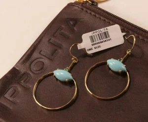 IPPOLITA PRISMA MARQUISE 18K YELLOW GOLD TURQUOISE TOURMALINE HOOP EARRINGS - Picture 1 of 7