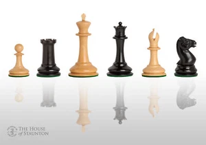 The Harrwitz Luxury Chess Set - Pieces Only - 3.5" King - Genuine Ebony - Picture 1 of 12