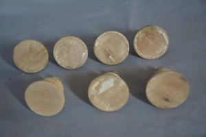 NICE SET 7 ANTIQUE VINTAGE HARDWOOD DRESSER DRAWER KNOBS WITH SCREWS (V11) - Picture 1 of 6