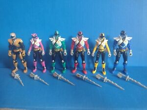 Power Rangers Samurai SUPER MEGA RANGERS Complete Team wth Weapons 6 Figures Lot