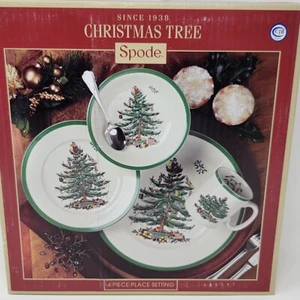 Juego de 4 piezas de gres para árbol de Navidad Spode Holiday nuevo - Imagen 1 de 13
