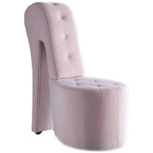 Pemberly Row Contemporary 19" Velvet High Heel Shoe Chair in Pink - Picture 1 of 1