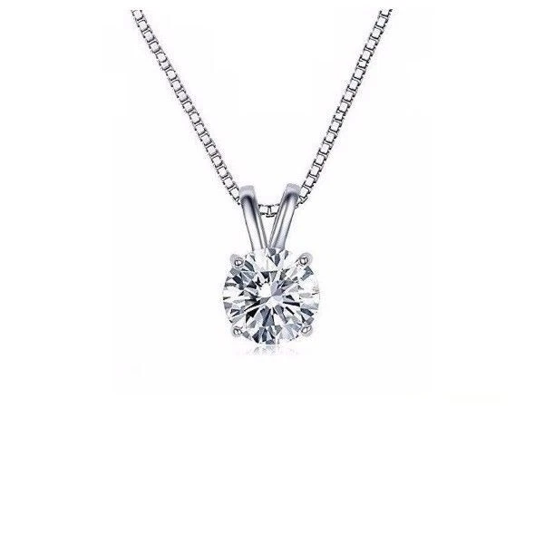 1.00 Carat (6.5mm) Moissanite Pendant in 14k with Chain - Image 1 of 1