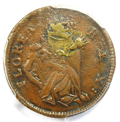 1670 New Jersey St Patrick Farthing Colonial Coin 1/4P - PCGS VF35 - $2000 Value - Image 1 of 4