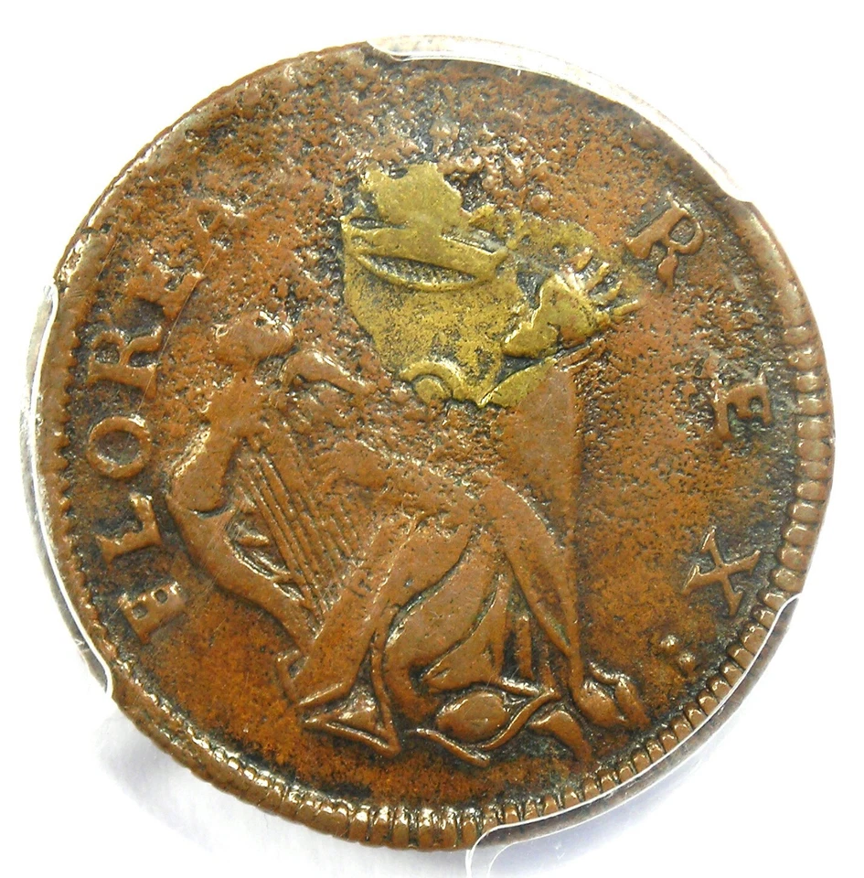 1670 New Jersey St Patrick Farthing Colonial Coin 1/4P - PCGS VF35 - $2000 Value - Image 1 of 4