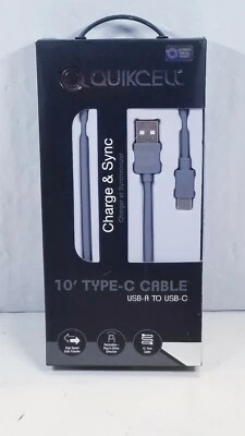 Quikcell 10' Type-C Cable USB-A to USB-C Charger and Sync Cable Gray - Image 1 of 4