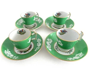 COPELAND SPODE CHELSEA BIRD DEMITASSE TAZZE E PIATTINI VERDE UCCELLINI MULTICOLORE - Foto 1 di 10