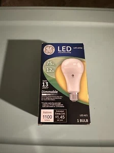 GE LED Soft White 75W Replacement 12W Dimmable A19 Light Bulb 1100 Lumens 1 Bulb - Picture 1 of 1