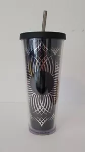 Starbucks Cold Cup Acrylic Tumbler Black Silver Geometric 24 oz 2014 - Bild 1 von 5
