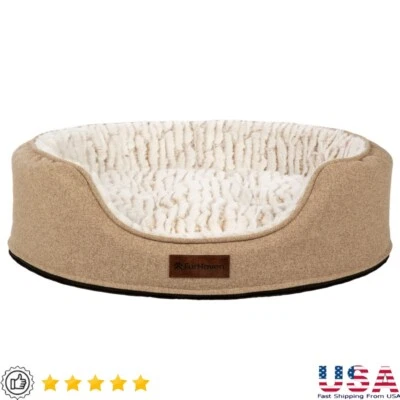 Medium Foam Oval Lounger Pet Bed Dogs Cats Reversible Pillow Cozy Soft Plush New - Image 1 of 4