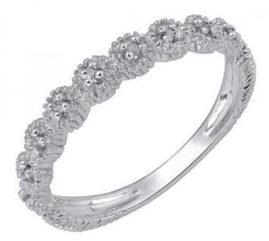 BEAUTIFUL WOMENS 14K WHITE GOLD FINISH DIAMONDS SIZE 7 DESIGNER RING - Picture 1 of 11