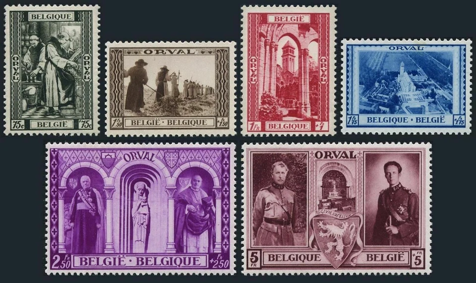 Belgium B250-B255,MNH.Michel 514-519. Restoration of the Abbey of Orval,1939. - Image 1 of 1