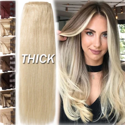 230g Mega Thick Clip In Human Hair Extensions Real Remy Hair Full Head 28 30INCH - image 1 of 4