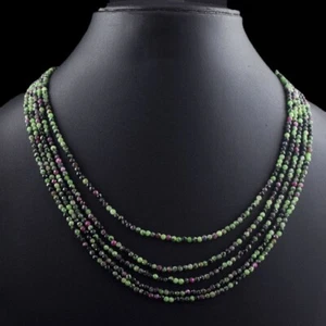 5 Strand Amazing Cut Ruby Zoisite 198.00Cts Beaded Beautiful Necklace VK 53 E647 - Picture 1 of 3
