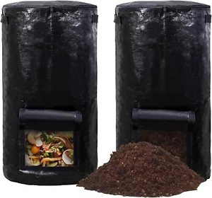 2 Pack Compost Bins Outdoor, Reusable Garden Yard Waste Bag, 34 Gallon - Picture 1 of 7