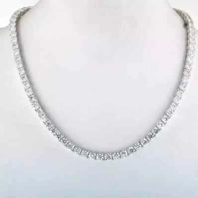 4 mm  Certified Treated Lovely Off White Diamond Tennis Necklace, 925 Silver - Image 1 of 4