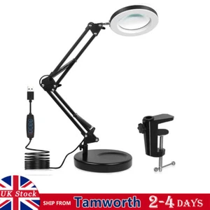 10X Magnifier Glass LED Desk Lamp With Light Stand Clamp Beauty Magnifying Lamp - Picture 1 of 11