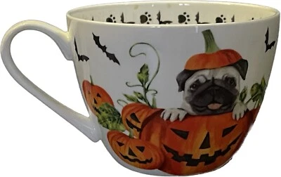 Portobello Por Diseño Halloween Pumpkin Pug - Taza/taza de café grande 16 oz  Foto 1 de 3