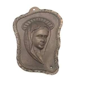 Vintage kleine 5" Kupfer Jungfrau Maria 3D Relief Wandrelief religiös hängend - Bild 1 von 7