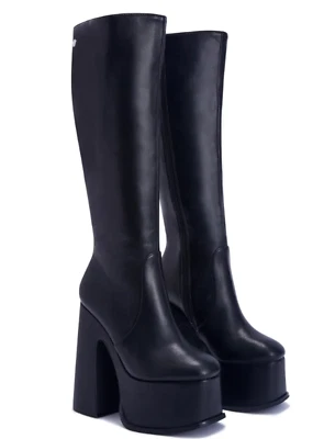 SHELLYS LONDON Shelly's London Corrs Black Platform Block Heel Knee High Boots UK 6 EU 39 New