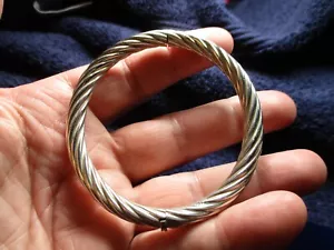 Vintage Sterling Silver 925 Twisted Rope Design Hinge Bangle Bracelet 19 grams - Picture 1 of 7