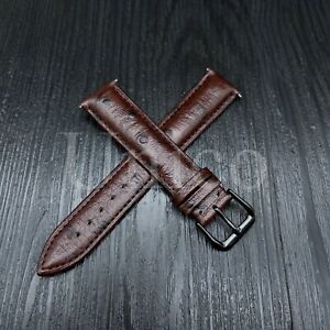 18/19/20/21/22 MM Ostrich Leather Watch Band Strap with Quick Release Pins Brown