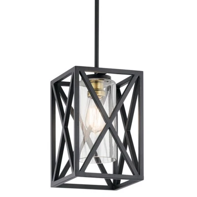 Mini colgante Kichler 44083 Moorgate negro luz única 8" W Foto 1 de 4