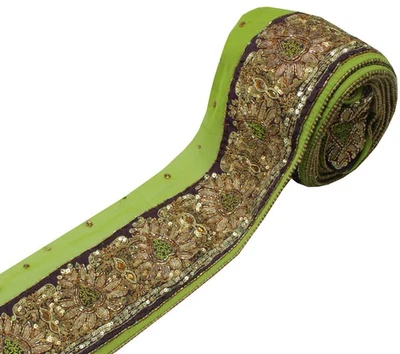 Sushila Vintage Púrpura Borde de Sari Artesanía India Costura Borde Cuentas Encaje Foto 1 de 4