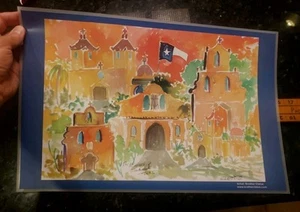 BROTHER CLETUS BEHLMANN THE MISSIONS SAN ANTONIO TEXAS PLACEMAT PRINT 11" X 17" - Picture 1 of 9