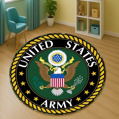 Army Rug, US Army Decor, Military Round Carpet, Patriotic Rug, United States - Image 1 of 4