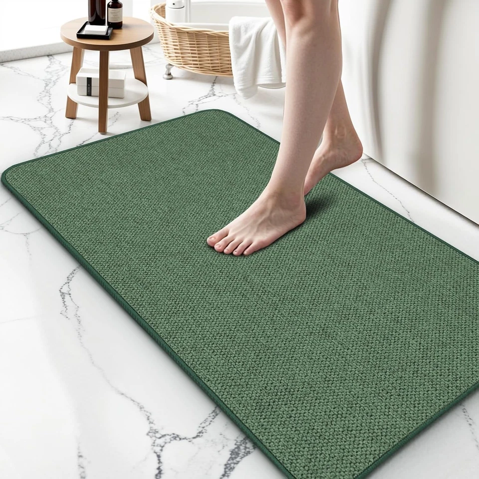 Upgraded Thin Bathroom Rugs Mat Super Absorbent Rubber Backing Non-Slip 17"x27"