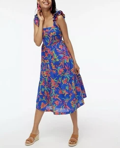 J. Vestido midi con volantes cuello cuadrado tropical colorido Crew Factory 8 - Imagen 1 de 16