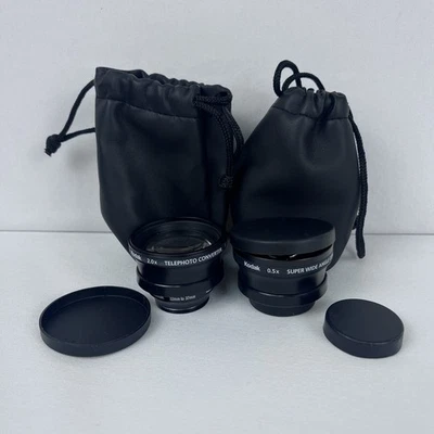 Kodak Set of 2 Lens 0.5x Super Wide Angle & 2.0x Telephoto Converter 32-37mm Bag - Image 1 of 4