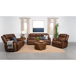 Coaster Ellington 3-piece Faux Leather Upholstered Sofa Set Dark Brown - Picture 1 of 12