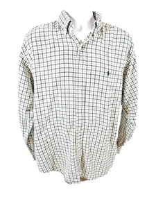 Y2K Era Polo Ralph Lauren “Blake” Flannel Shirt L Navy & Cream Check 100% Cotton - Picture 1 of 9