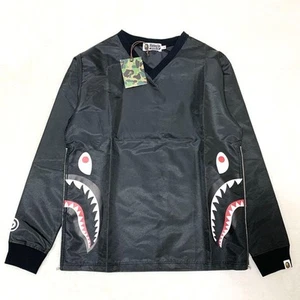 A Bathing Ape Shark Windbreaker M Black Nylon Zip Up Jacket Excellent Rare - Picture 1 of 10