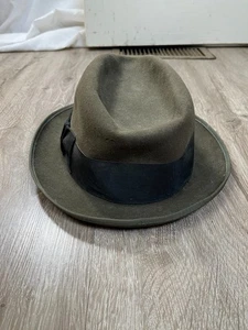 De Colección Sombrero Stetson Royal De Luxe Fedora 7 1/8 Marrón Lana De Colección - Imagen 1 de 10