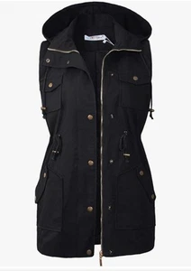 BBX Lephsnt Utility Vest donna M nero stile militare giacca senza maniche - Foto 1 di 14