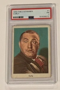 PSA 1 CURLY 1959 The Three ( 3 ) Stooges Rare Old Iconic Card # 1 Comedy Funny - Picture 1 of 10