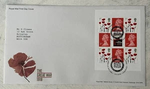 GB QEII 2018 The Great War Prestige Machin Poppy Pane RM FDC Tallents House SHS - Bild 1 von 4