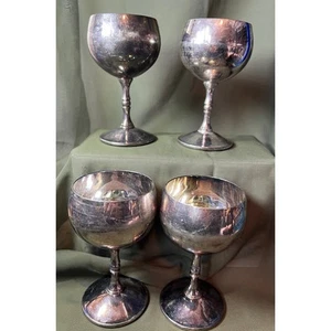 Set of 4 Vintage Silver Plated Valero Wine glass Chalice Made in Spain 4-3/4" - Picture 1 of 7